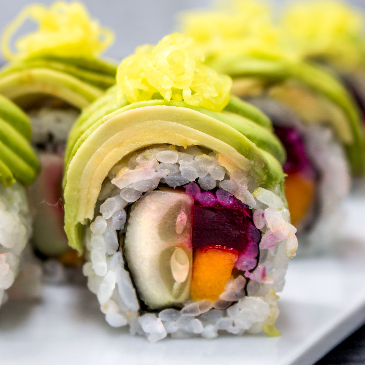 Avocado Cucumber Beet Mango Sushi Roll Recipe