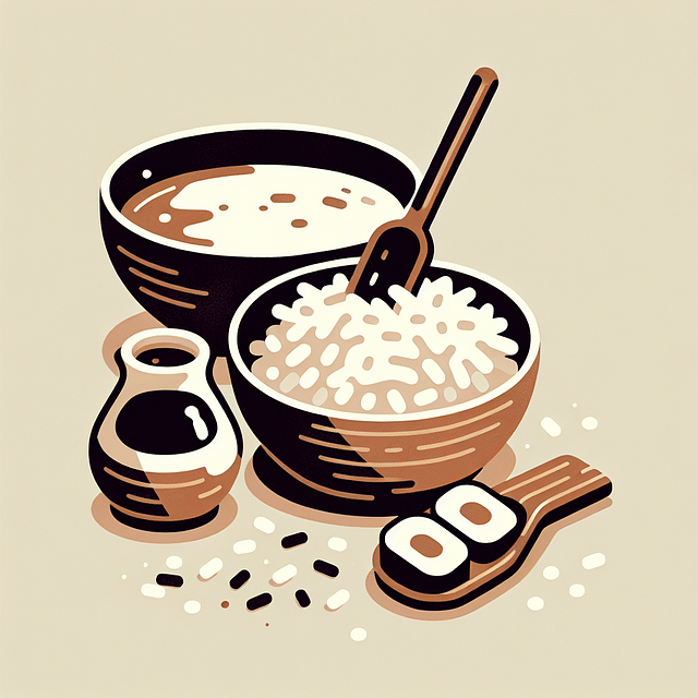 sushi rice being seasoned with vinegar mixture