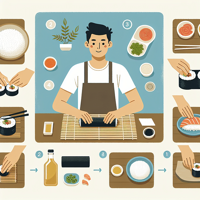 rolling sushi with bamboo mat