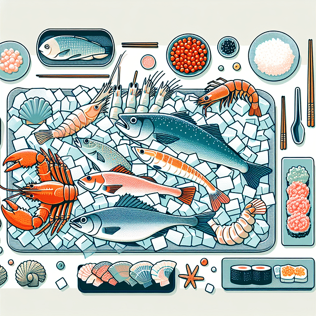 seafood spread on ice with space for masago
