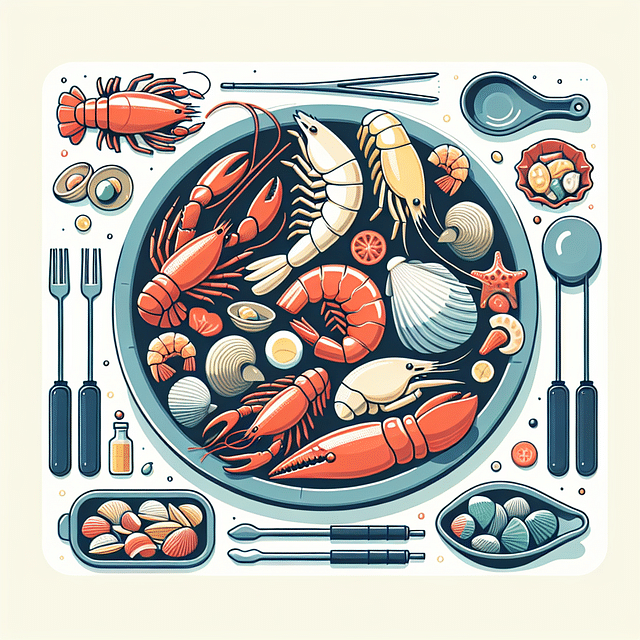 seafood spread with serving utensils