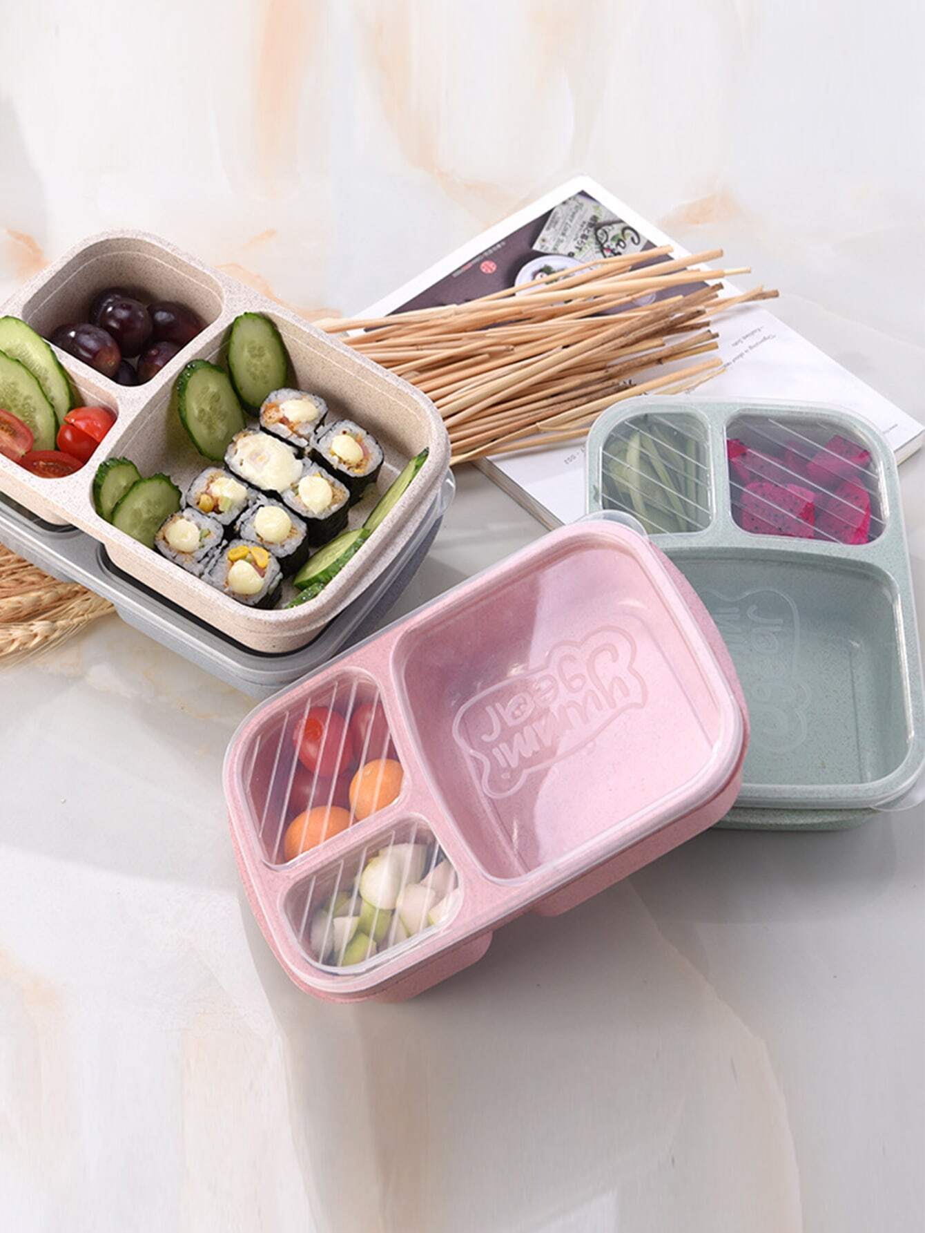 compartmentalized lunch box for sushi