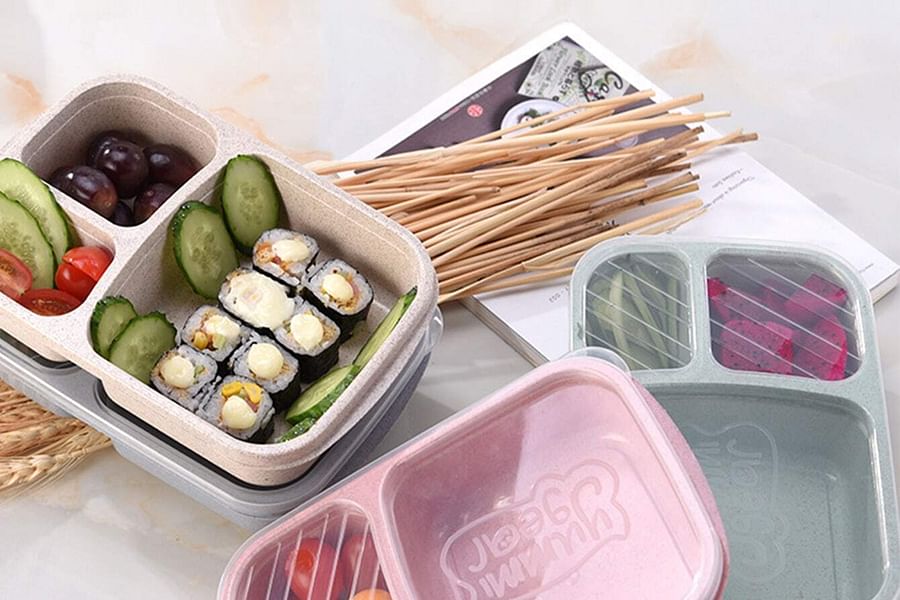 compartmentalized lunch box for sushi