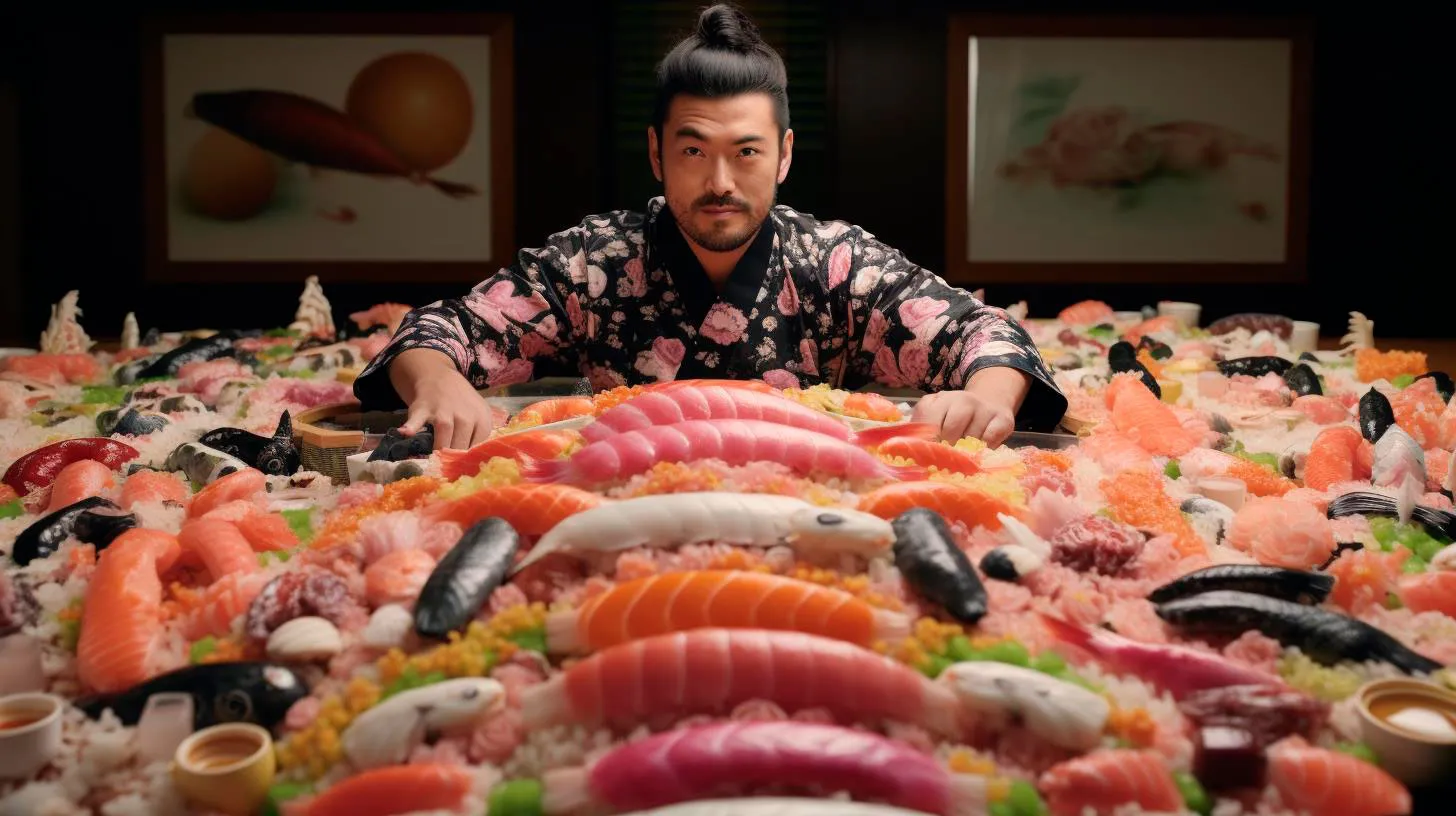 Sushi with Tobiko garnish