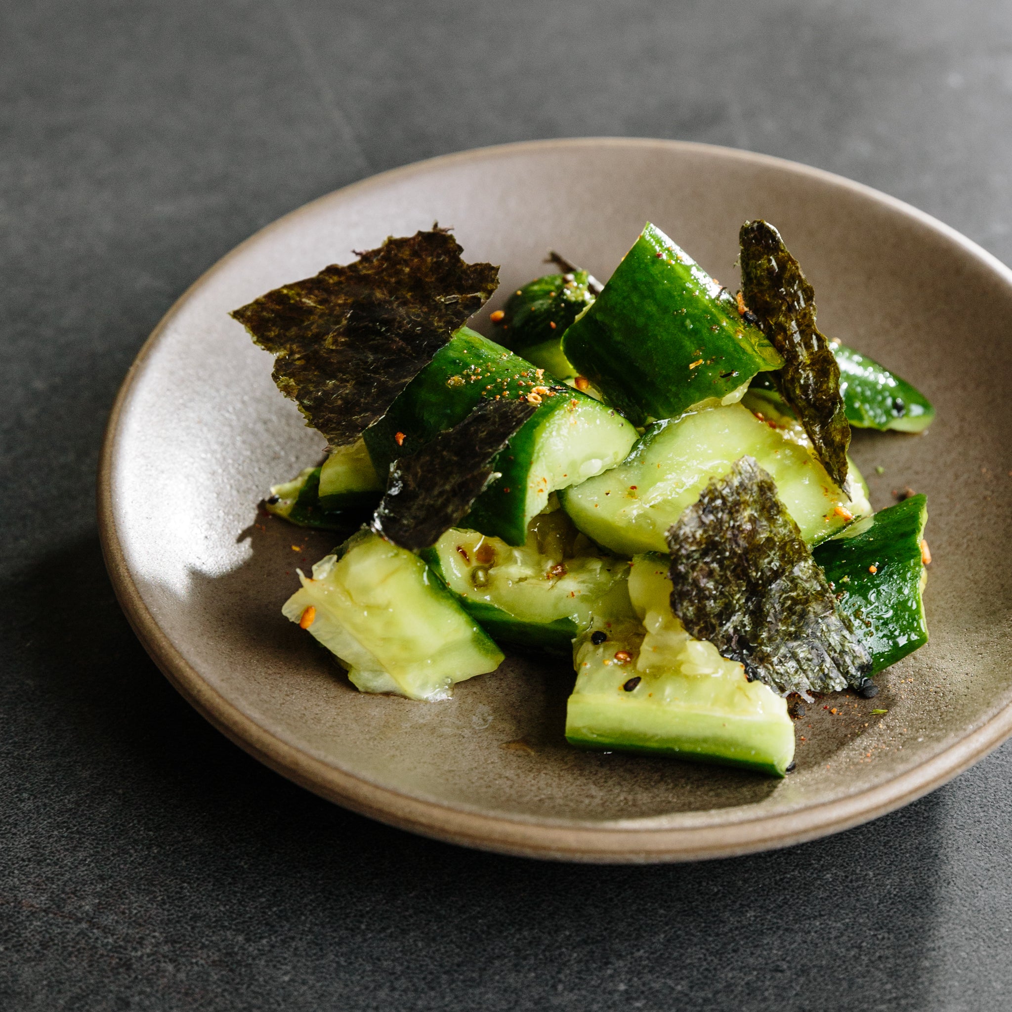 salad with nori garnish