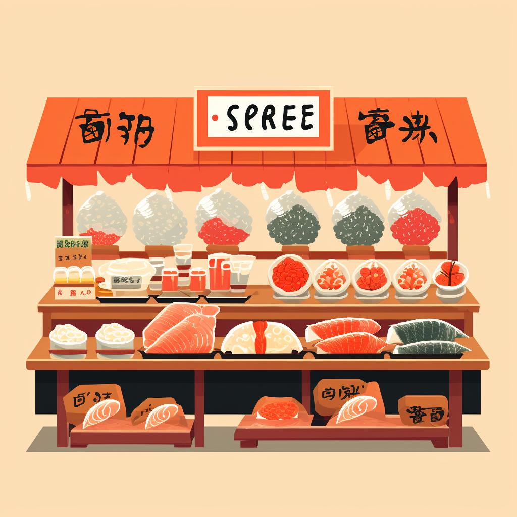 Sushi-grade roe in a market