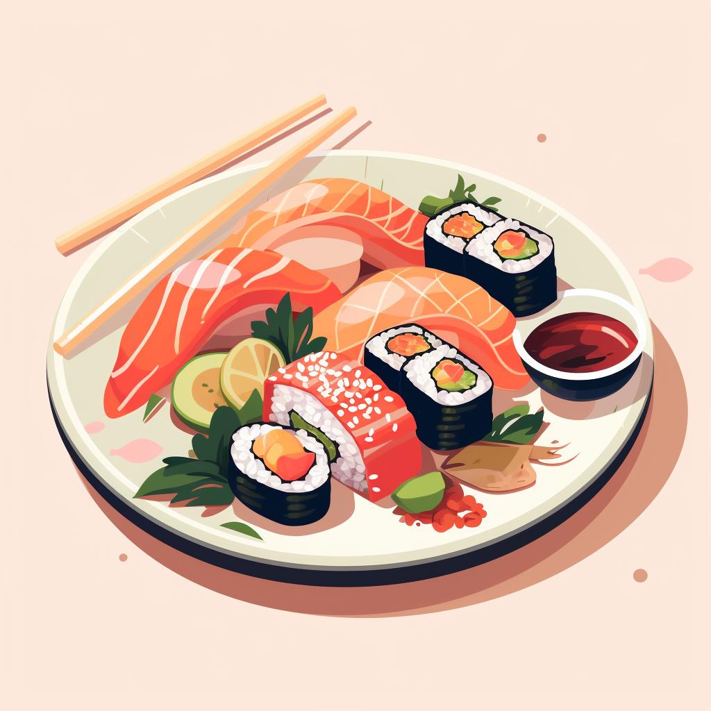A plate of freshly made sushi