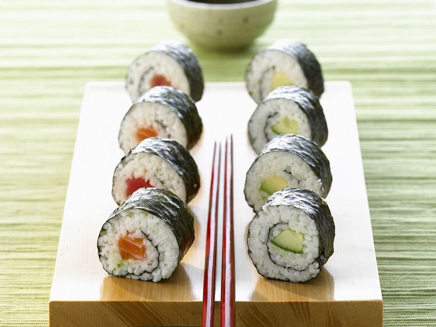 Delicious Maki Sushi Rolls on a Plate