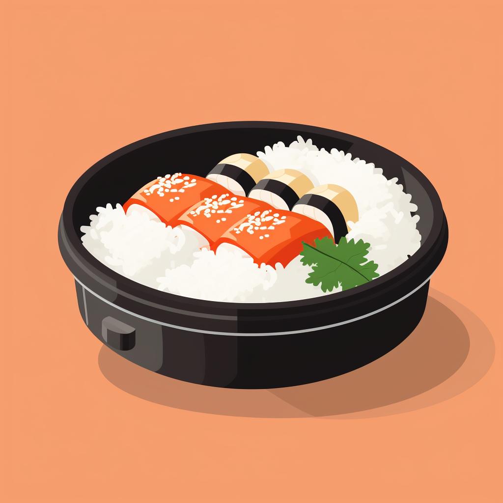Cooked sushi rice in a rice cooker