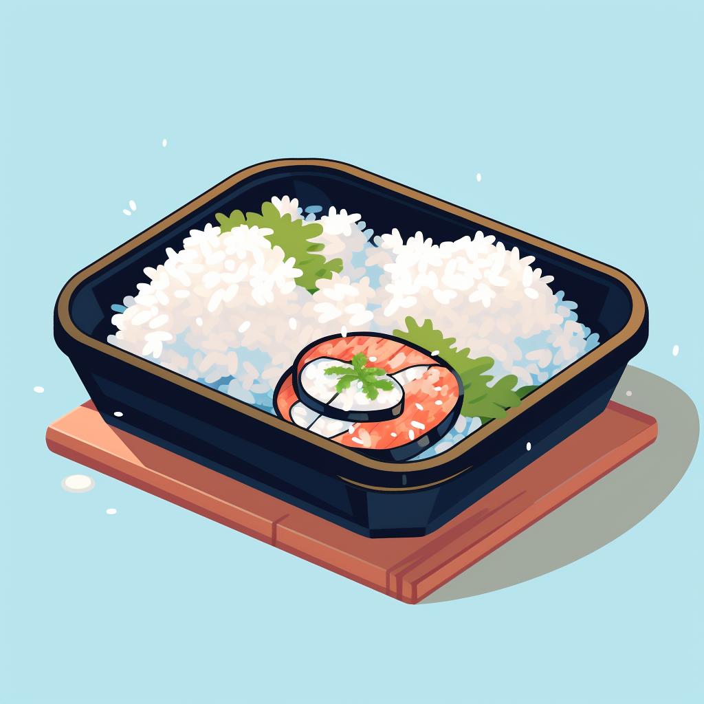 Spread out sushi rice cooling to room temperature